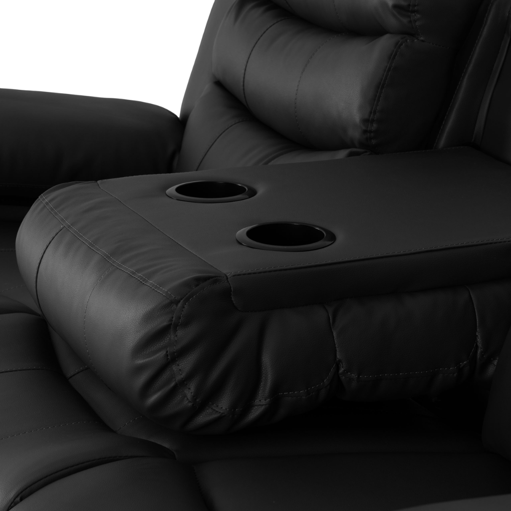 Roma 3+2 Recliner Sofa Suite Black Faux Leather