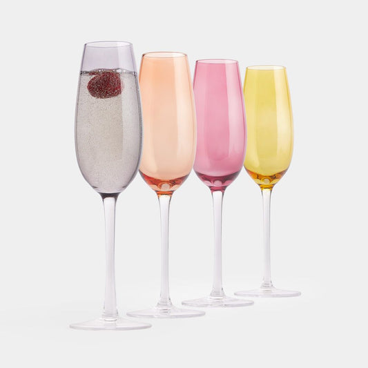Set of 4 Mixed Colour Champagne Glasses