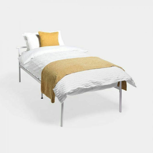White Single Metal Bed Frame