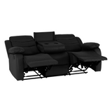 Roma 3+2 Recliner Sofa Suite Black Faux Leather