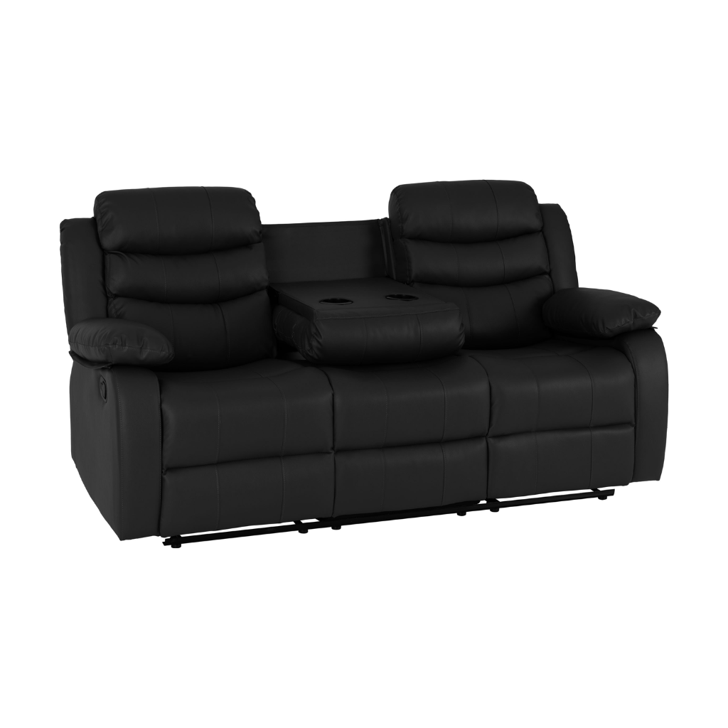 Roma 3+2 Recliner Sofa Suite Black Faux Leather