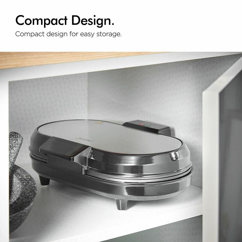 Dual Round Waffle Maker Iron Compact Design Non-stick Homemade