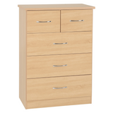 Nevada 3+2 Drawer Chest Grey Gloss/Light Oak Effect Veneer