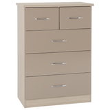 Nevada 3+2 Drawer Chest Grey Gloss/Light Oak Effect Veneer