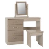 Nevada 4 Drawer Dressing Table Set Grey Gloss/Light Oak Effect Veneer