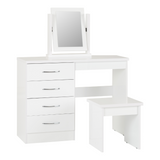 Nevada 4 Drawer Dressing Table Set Grey Gloss/Light Oak Effect Veneer