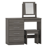 Nevada 4 Drawer Dressing Table Set Grey Gloss/Light Oak Effect Veneer