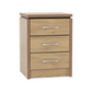 Charles 3 Drawer Bedside Chest in Oak Effect Veneer Walnut Trim