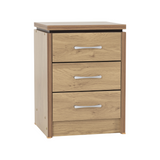 Charles 3 Drawer Bedside Chest in Oak Effect Veneer Walnut Trim