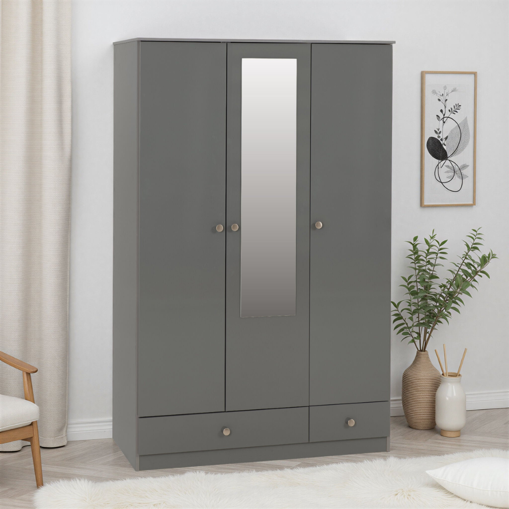 Denver 3 Door 2 Drawer Mirrored Wardrobe