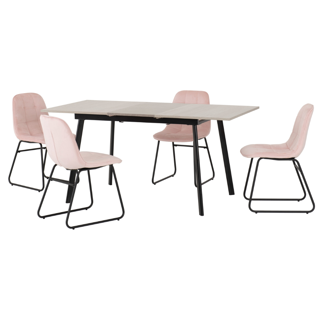 Avery Extending Dining Set with Sapphire Blue Velvet Chairs