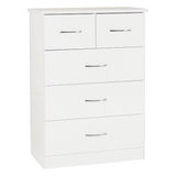 Nevada 3+2 Drawer Chest Grey Gloss/Light Oak Effect Veneer