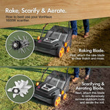 1600W Electric Lawn Aerator & Scarifier Moss Remover Garden Tool