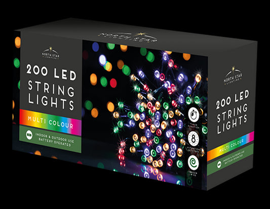 200 Led Battery Lights - Multicoloured