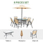 Beige 6 Seater Garden Set with Parasol & Table