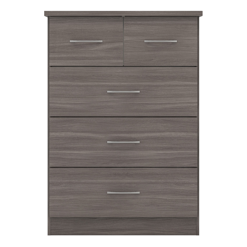 Nevada 3+2 Drawer Chest Grey Gloss/Light Oak Effect Veneer