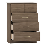 Nevada 3+2 Drawer Chest Grey Gloss/Light Oak Effect Veneer