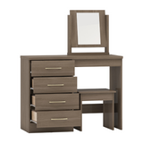 Nevada 4 Drawer Dressing Table Set Grey Gloss/Light Oak Effect Veneer