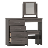 Nevada 4 Drawer Dressing Table Set Grey Gloss/Light Oak Effect Veneer