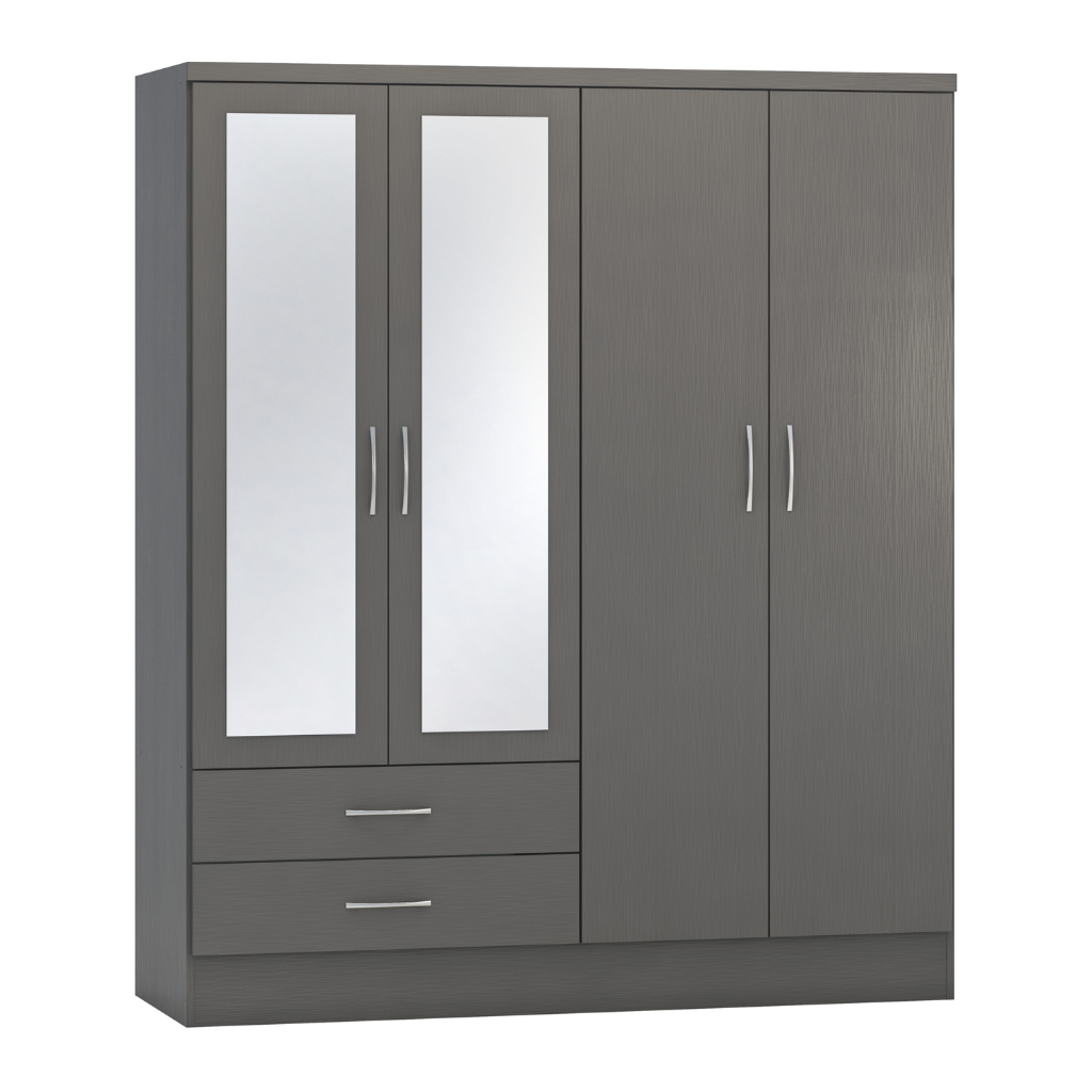 Nevada 3 Door 2 Drawer Mirrored Wardrobe