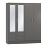 Nevada 4 Door 2 Drawer Mirrored Wardrobe