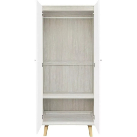 Dixie 2 Door Wardrobe Dusty Grey/White With Legs