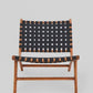 Black Woven Accent Chair with Wooden Frame