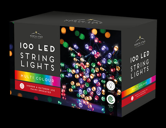 100 Led Mains Christmas Lights - Multicoloured