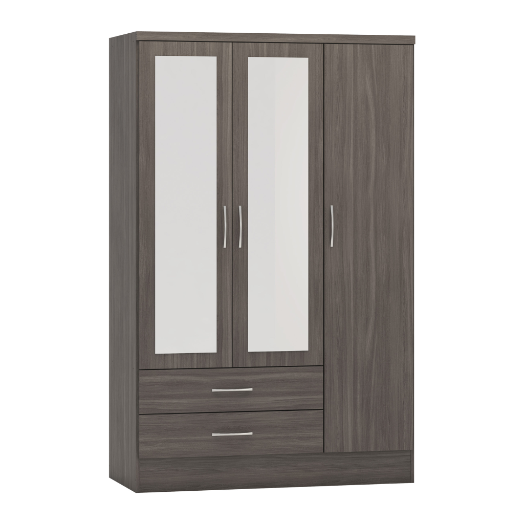 Nevada 3 Door 2 Drawer Mirrored Wardrobe