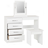 Nevada 4 Drawer Dressing Table Set Grey Gloss/Light Oak Effect Veneer