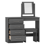 Nevada 4 Drawer Dressing Table Set Grey Gloss/Light Oak Effect Veneer