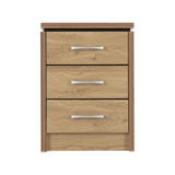 Charles 3 Drawer Bedside Chest in Oak Effect Veneer Walnut Trim