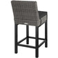 Polyrattan Weave Bar stool Kitchen Dining Chair And Cushion Grey