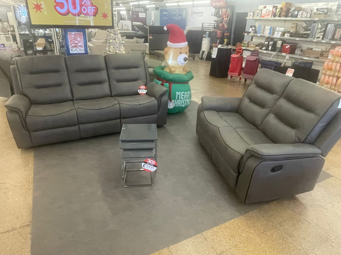 3 + 2 recliner grey sofa set