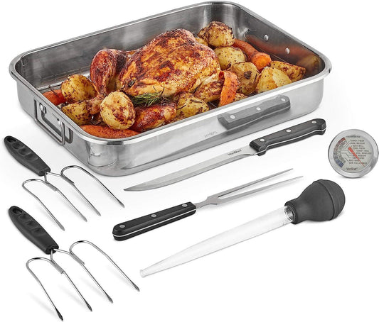 Meat Carving Tray, Stainless Steel Roasting Set
