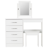 Nevada 4 Drawer Dressing Table Set Grey Gloss/Light Oak Effect Veneer