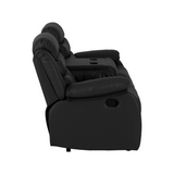 Roma 3+2 Recliner Sofa Suite Black Faux Leather