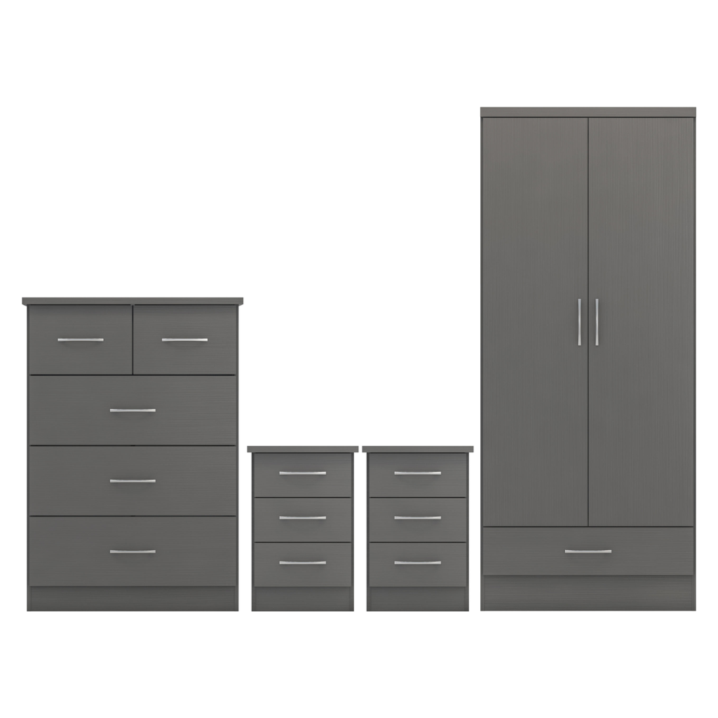 Nevada 2 Door 1 Drawer Wardrobe Bedroom Set