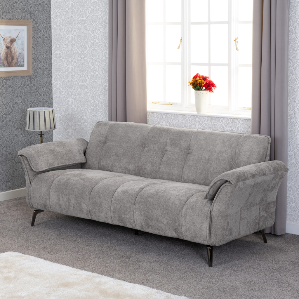 Amalfi 3 Seater Sofa Champagne Fabric And Grey Fabric