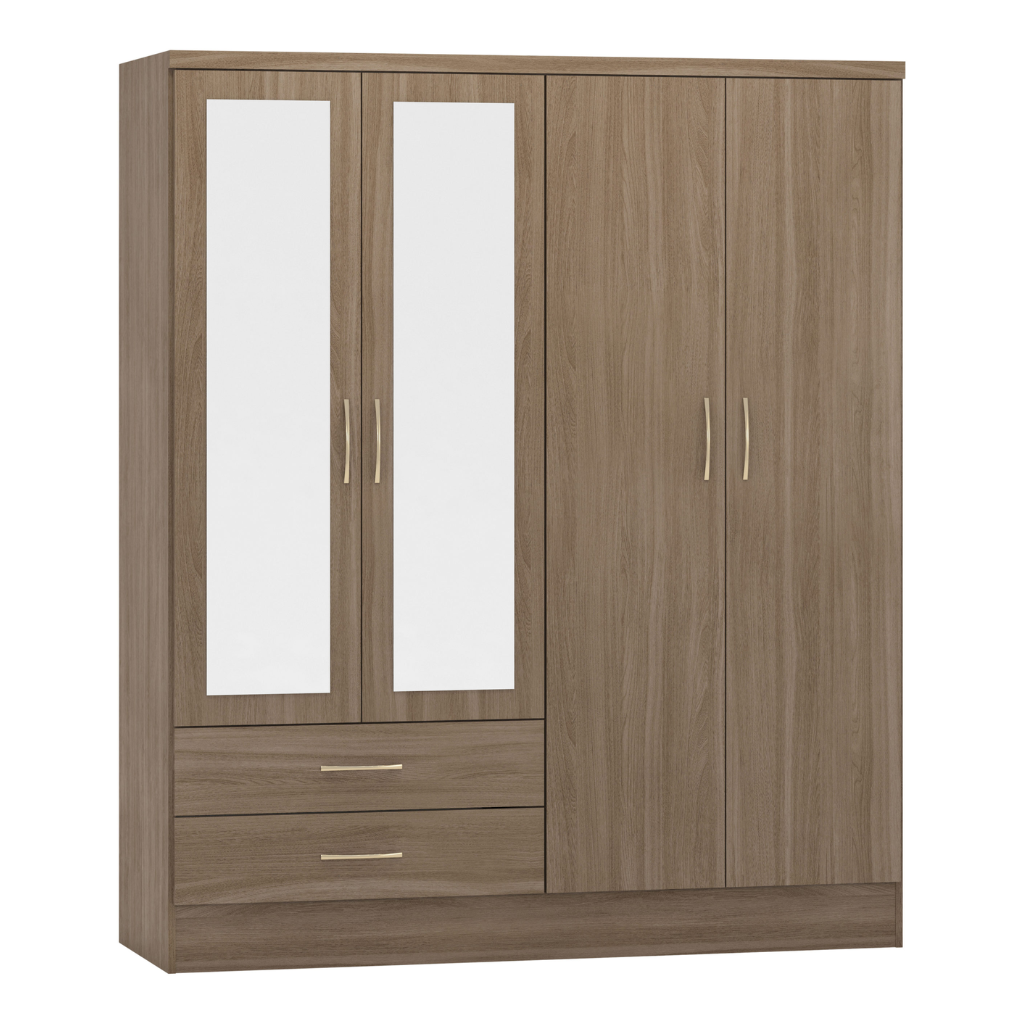 Nevada 4 Door 2 Drawer Mirrored Wardrobe