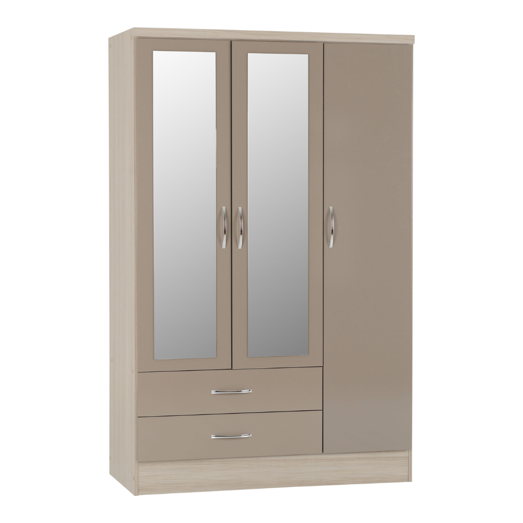 Nevada 3 Door 2 Drawer Mirrored Wardrobe