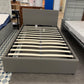 Small Double Grey Faux Leather Ottoman Bed