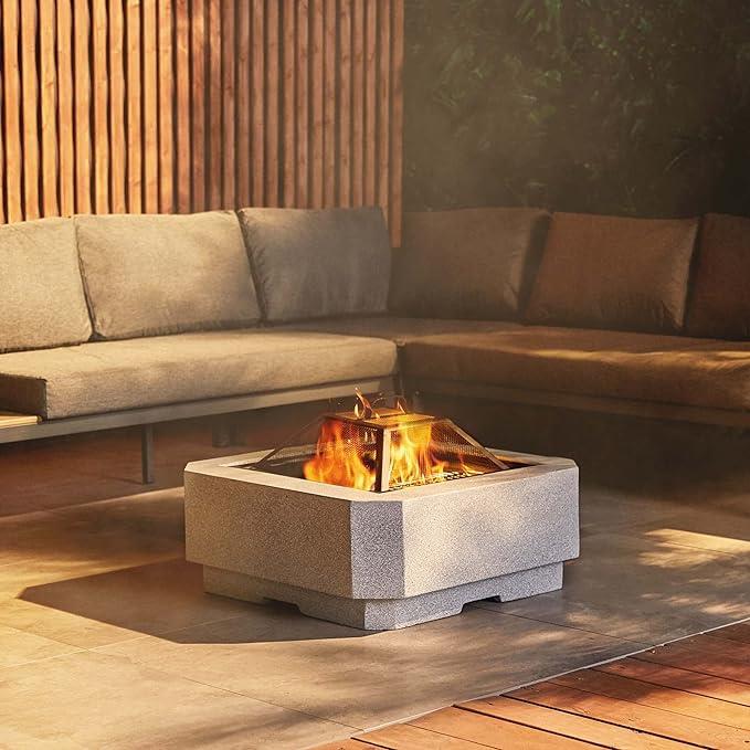 Chamfered Edge Firepit with BBQ Grill