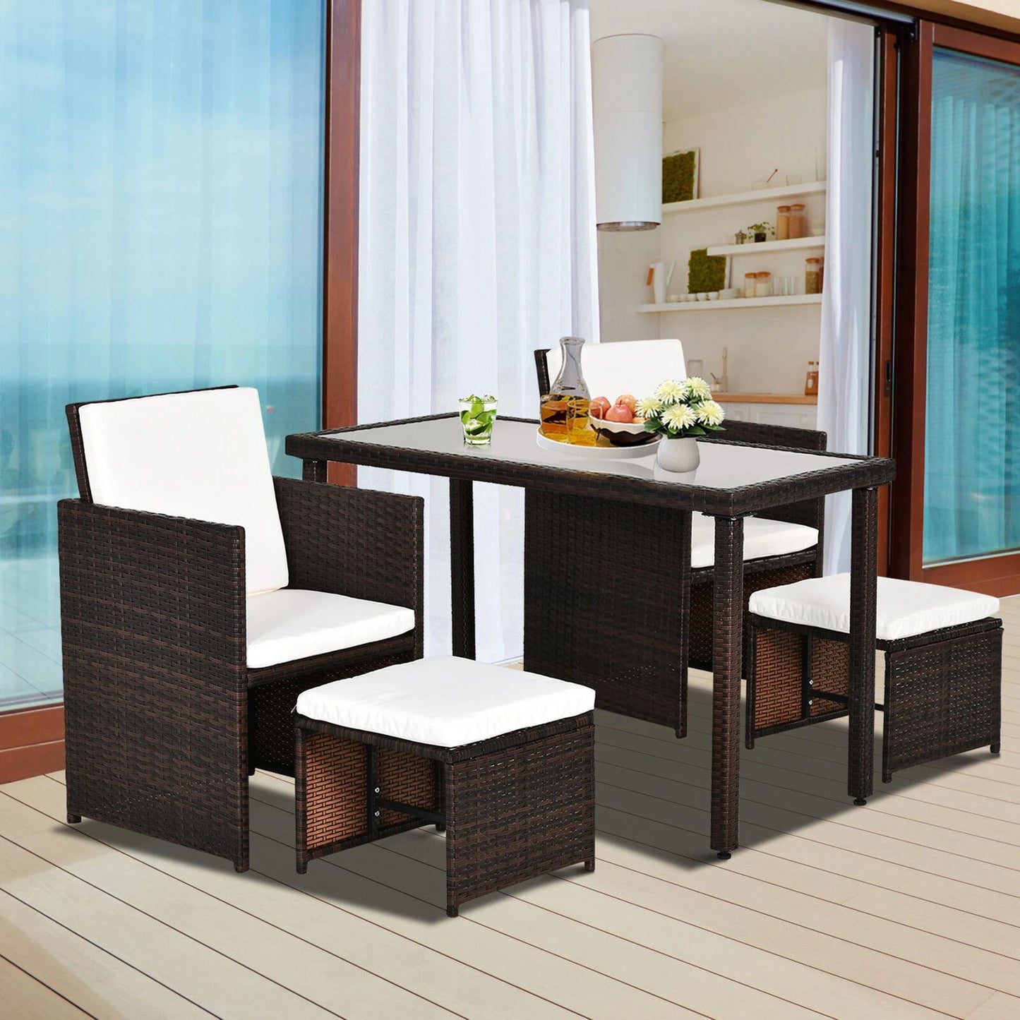 Ivory 4 Seater Cube Garden Set