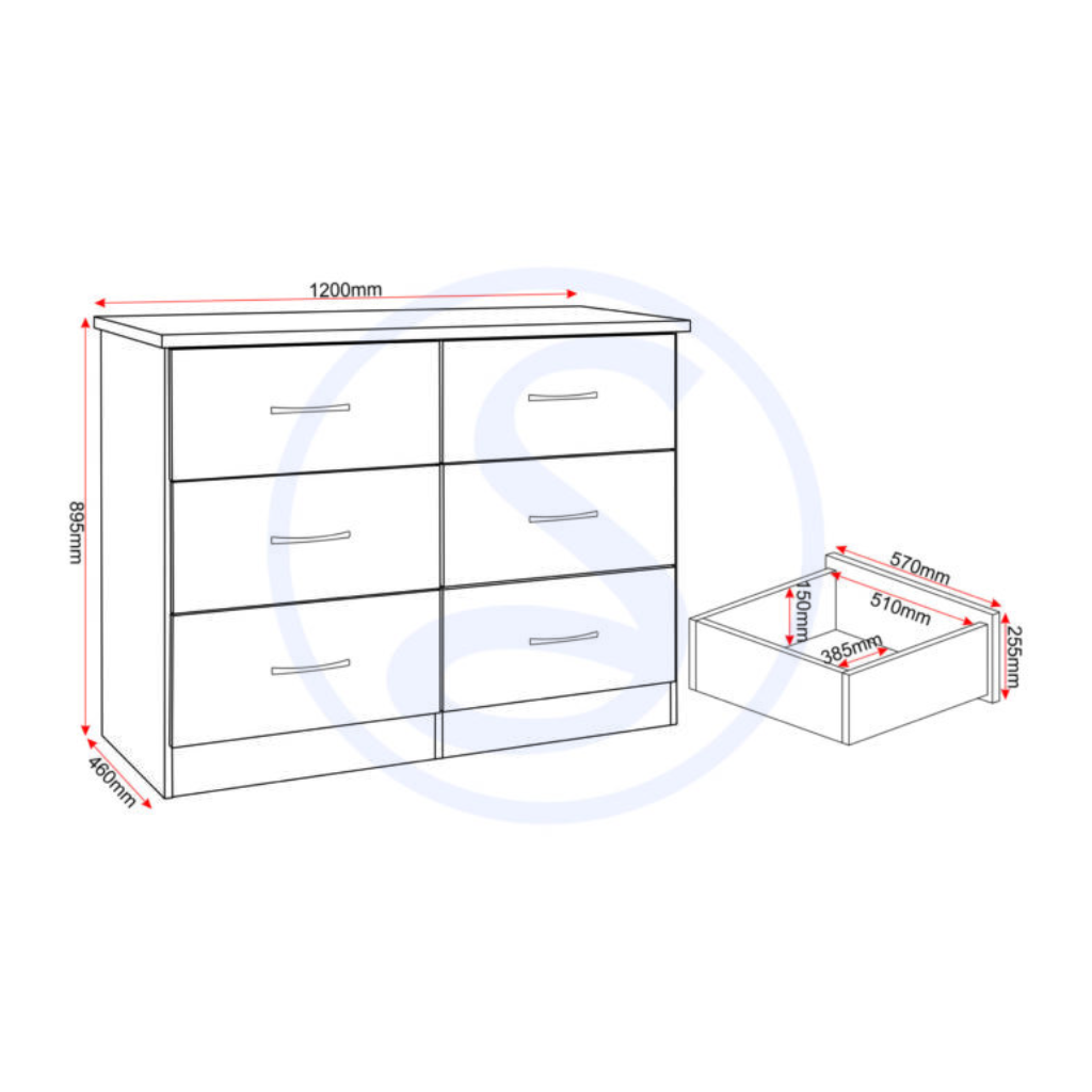 Nevada 6 Drawer Chest