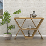 Naples Console Table Oak Effect Finish with Undershelves