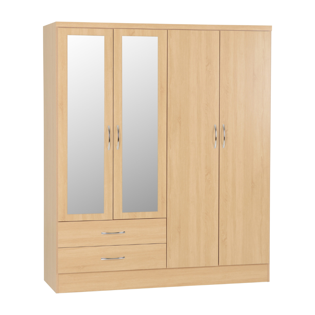 Nevada 4 Door 2 Drawer Mirrored Wardrobe