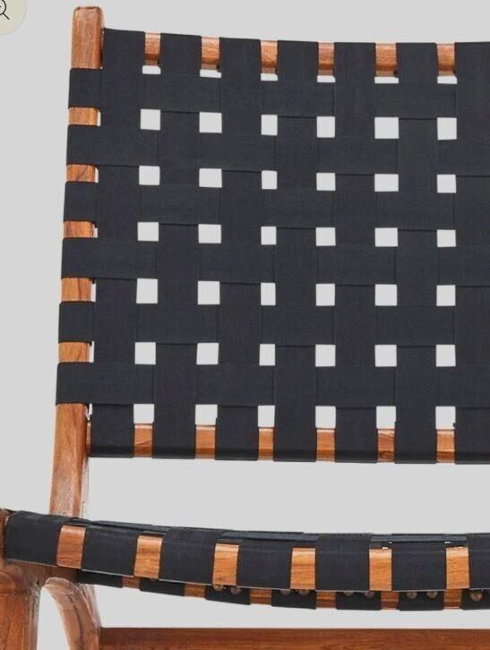 Black Woven Accent Chair with Wooden Frame