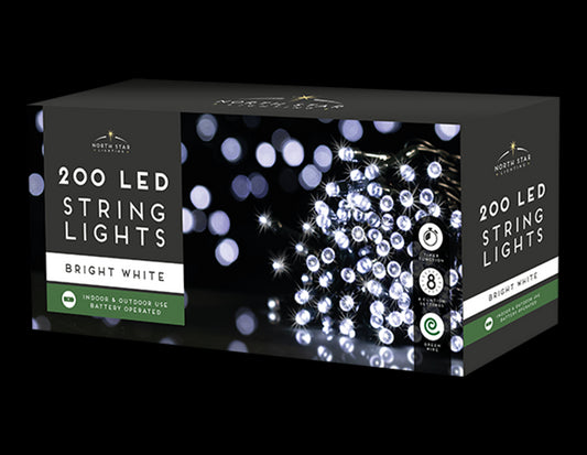 200 Led Battery Lights - Bright White