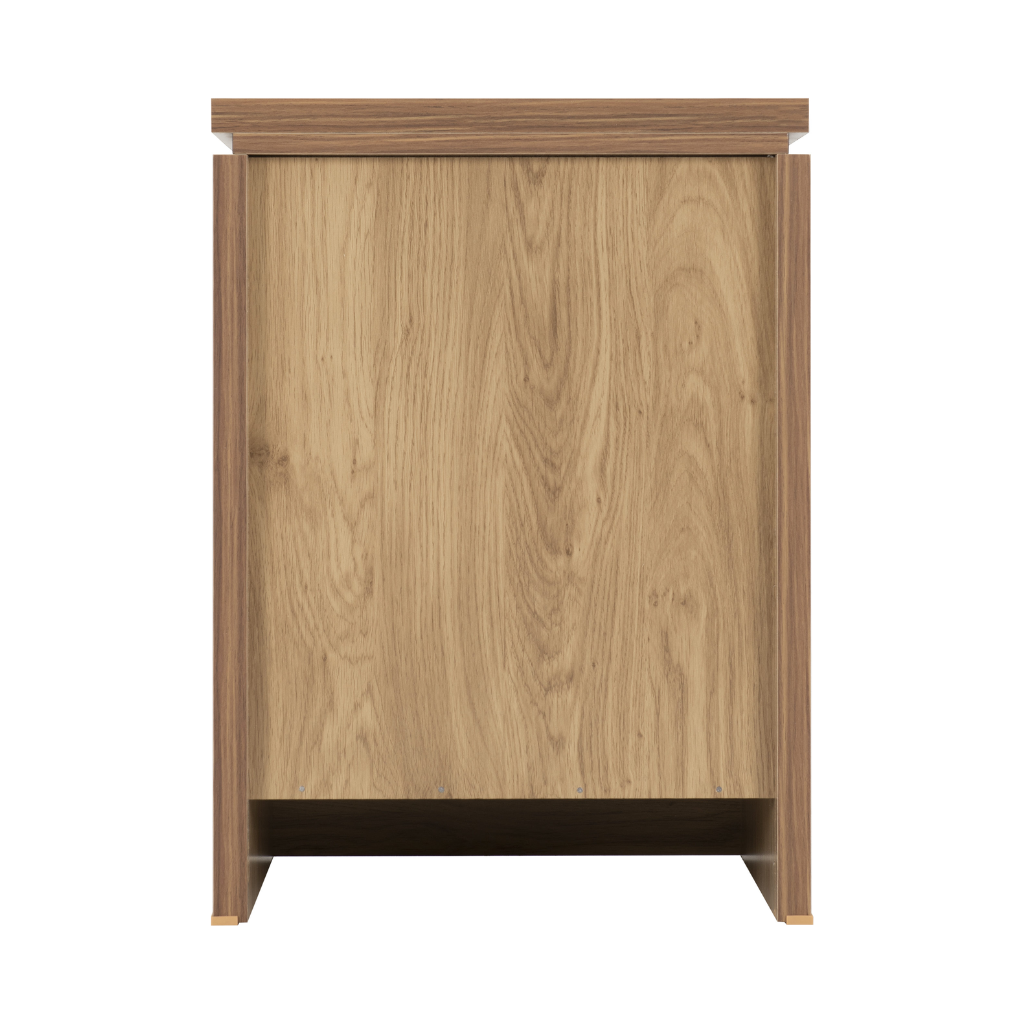 Charles 3 Drawer Bedside Chest in Oak Effect Veneer Walnut Trim